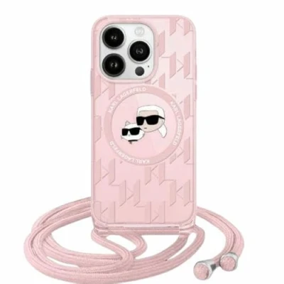 Abbildung von CG Mobile Karl Lagerfeld KLHMP15LHCKCKLCP Hülle für iPhone 15 Pro 6.1&quot; Rosa hardcase IML Crossbody Monogram &amp; Choupette Head