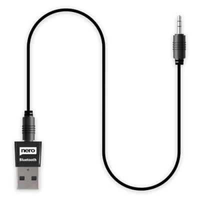 Abbildung von Nero Kleiner Bluetooth 5.0 Audio AUX Adapter für Auto, HiFi Anlage etc. mit 3,5 mm Klinke Receiver USB Dongle Transmitter Wireless Keine Batterie, Aufladen startet Immer automatisch