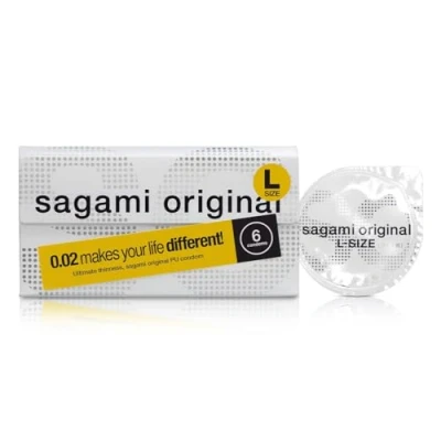 Abbildung von Sagami XXL Kondome Original 0.02 L Size für Latex Allergiker geeignet, Packung mit, 6 St., latexfreie Kondome, ultradünne japanische XL