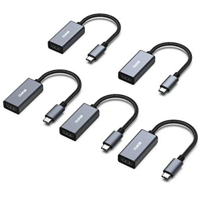 Abbildung von BENFEI USB C auf HDMI Adapter 4K [Nylon geflochten&amp;Aluminum Alloy], 5 Stück Typ [Thunderbolt 3/4] zu Konverter kompatibel für iPhone 15 Pro/Max MacBook Pro/Air 2023 iPad Pro iMac XPS 17 usw