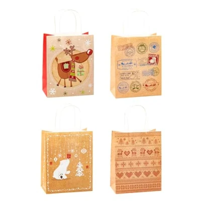 Abbildung von TSI Geschenktüten aus Kraftpapier WEIHNACHTEN, 12er Packung, Größe: Mittel (HxBxT 23 x 18 10 cm), Art. Nr. 88018