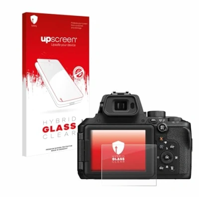 Abbildung von upscreen Schutzglas für Nikon Coolpix P950 Schutzfolie, Glas Folie [Klar, 9H Panzerschutz, Anti Fingerprint]