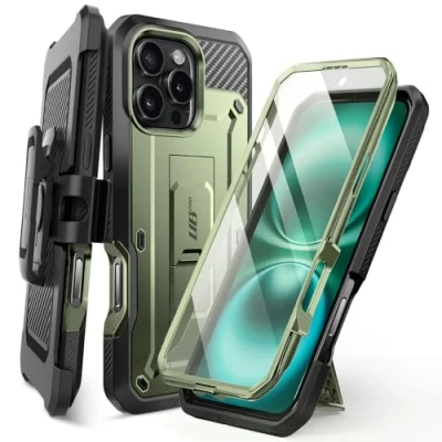 Abbildung von SupCase für iPhone 16 Pro Hülle 6.3 Outdoor Handyhülle 360 Grad Case Bumper Schutzhülle Cover [Unicorn Beetle Pro] mit Displayschutz, Ständer und Gürtelclip 2024 (Grün)