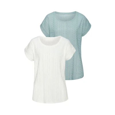 Abbildung von Vivance 2 PACK Tshirt print, Damen, Größe: 36/38, Mint creme