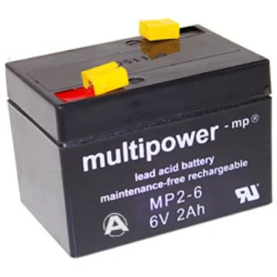 Abbildung von MultiPower Bleiakku MP2 6, 6,0Volt 2,0Ah mit 4,8mm Steckanschlüssen