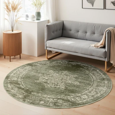 Abbildung von Hanse Home Lydia Kurzflor Teppich Rund Orientalischer Wohnzimmerteppich, Klassisch, Weich im Orient Design für Wohnzimmer, Schlafzimmer, Esszimmer, Flur Mint, Ø120cm