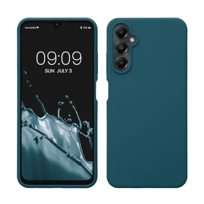 Abbildung von kwmobile Hülle kompatibel mit Samsung Galaxy A05s Silikon Handy Case Handyhülle weiche Oberfläche kabelloses Laden Petrol matt