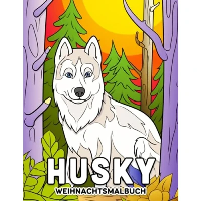 Abbildung von Husky Weihnachtsmalbuch: Kawaii Illustrationen für Kinder und Erwachsene zur Stressreduzierung Entspannung Ideale Geschenke Weihnachten