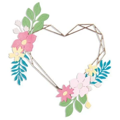 Abbildung von Sizzix Thinlits Stanzschablonen 9PK Floral Geo Herz Rahmen von Lisa Jones, 665478, Kohlenstoffstahl, Multicolor, One Size