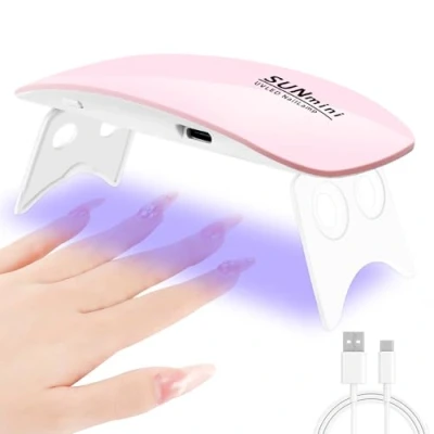 Abbildung von Pavlleen Mini UV Lampe für Gelnägel, LED Nagellampe mit USB Kabel, Klein Tragbarer Faltbar Nägel 60 und 120 Sekunden Timer Nagelstudio, Zuhause, Reisen (Rosa)