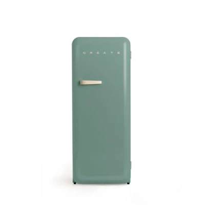 Abbildung von CREATE / RETRO FRIDGE 150 SAND/Kühlschrank mit Gefrierfach 281L in Salbeigrün, Griff Sand 102W, niedriger Energieverbrauch, 150cm, 3 Ablagen, Temperaturregelung,60x60x150cm
