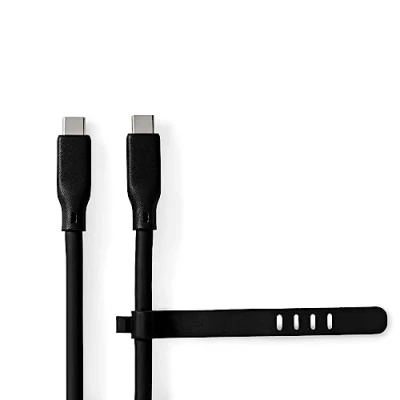Abbildung von Nedis USB Kabel 3.2 Gen 2 C™ Stecker 240 W 8K@30Hz 20 Gbps Vernickelt 1.00 m Rund Silikon Schwarz Box
