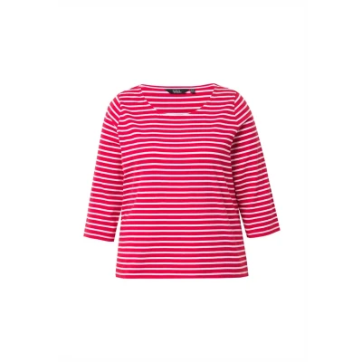 Abbildung von Ulla Popken Striped 3/4 Sleeve Langarmshirt, Damen, Größe: 42/44, Lychee