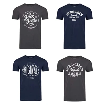 Abbildung von Jack &amp; Jones 4 Pack print Tshirt Jjlino pack, Herren, Größe: 3XL,