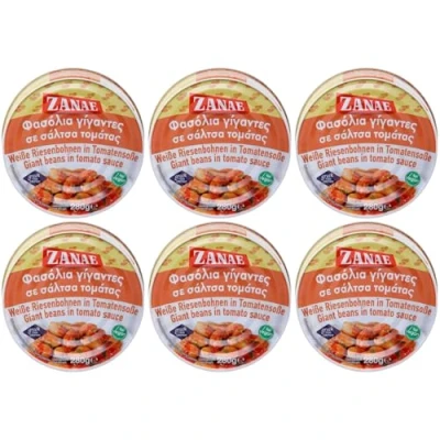 Abbildung von Zanae Gigantes Bohnen in Tomatensauce 6x 280g Dose Spezialität aus Griechenland +20ml Jassas Olivenöl