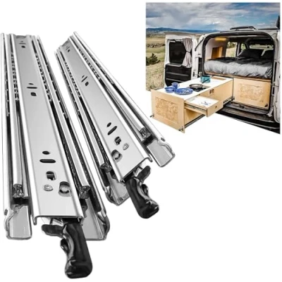 Abbildung von SHUHANG Schubladenschienen Schwerlast Schubladenauszug Vollauszug 600mm Mit Schloss Schubladen Auszugsschienen Tragfähigkeit Kugelgelagerten 68 KG Ladekapazität Seitenmontage 1 Paar(2 Stück)