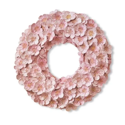 Abbildung von Loberon Kranz Garlan, liebevoll von Hand bemalt, Bezauberndes Kirschblüten Design, robust &amp; langlebig, Dekoration, Türkranz, Polyresin, rosa