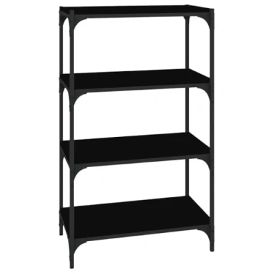 Abbildung von vidaXL Bücherregal, Bücherschrank mit viel Stauraum, Standregal für Wohnzimmer Büro, Lagerregal Regal, Industrie Stil, Schwarz Holzwerkstoff Stahl