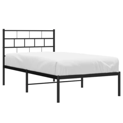 Abbildung von vidaXL Bett Bettgestell mit Kopfteil Metall Schwarz 90x190 cm