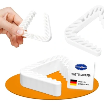 Abbildung von homeXpert Fensterklammer 6er Set Weiß Fensterstopper, Klemmschutz Fenster, Fensteraufhalter, Fensterkeil gegen zufallende Fenster und Türen Fensteroffenhalter zum Lüften, zuverlässig sicher