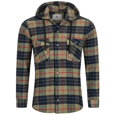 Abbildung von Rock Creek Herren Hemd Kariert Kapuzenhemd Karohemd Herrenhemd Flanell Hemden Holzfällerhemd Übergangsjacke Langarm Winter H 255 Dunkelgrün 2XL