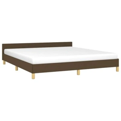 Abbildung von vidaXL Bettgestell mit Kopfteil, Bettrahmen Lattenrost, Bett Polsterbett Stützbeinen, Schlafzimmerbett Doppelbett, Dunkelbraun 180x200cm Stoff