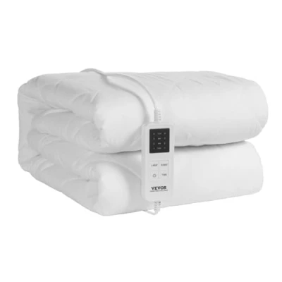Abbildung von VEVOR Heizdecke, 195 x 165 cm, Queen Size Bettwärmer, elektrisch, mit 4 Heizstufen, 12 Stunden Timer, 8 Abschaltautomatik, rundum elastische Taschen, Matratzenauflagen aus gebürstetem Stoff