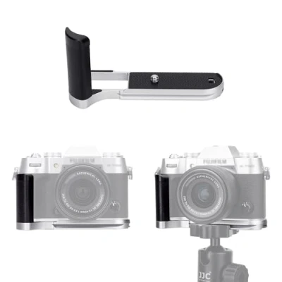 Abbildung von JJC Metall Handgriff für Fujifilm Fuji X T50 Kamera, Arca Swiss Type Schnellwechselplatte, Anti Rutsch L Halterung Verbesserter Griff, Silber