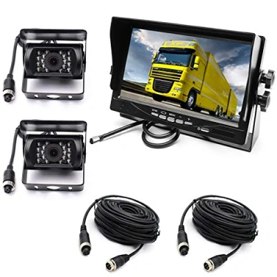 Abbildung von pumpkin1: Car Reverse Camera System, 4Pin 12 24V 2X Waterproof 18 LED Night Vision with 15M Aerial Cable + 7 &quot;TFT LCD Monitor for Large Truck Bus RVs