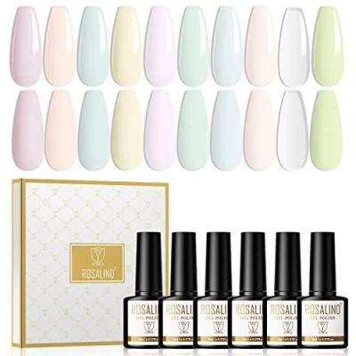 Abbildung von ROSALIND UV Nagellack 10 Farben Gel Makrone Set Pastell Lila Rosa Pink Weiß GrüN Blau FüR DIY Nailart Designs, Geeignet AnfäNger, Nagelstudios 8ml