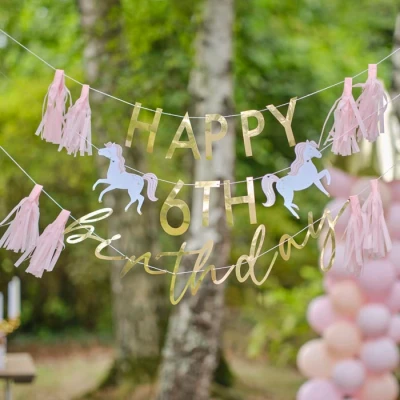 Abbildung von Ginger Ray Umweltfreundliche Wimpelkette mit Aufschrift Happy Birthday, personalisierbar