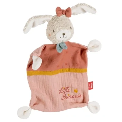 Abbildung von Schmusetuch Hase &quot;Princess&quot; Spielkamerad &amp; Stofftier Schnuffeltuch mit Baumwolle aus kontrolliert biologischem Anbau (kbA) individuell gesticktem Slogan für Babys Kleinkinder ab 0+ Monaten