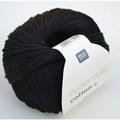 Abbildung von Rico Design Essentials Cotton DK 50g Baumwollgarn Farbe 090 Schwarz