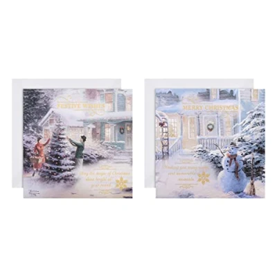 Abbildung von Hallmark Multipack Weihnachtskarten, Wohltätigkeitskarten, 16 Stück in 2 Thomas Kinkade traditionellen Designs