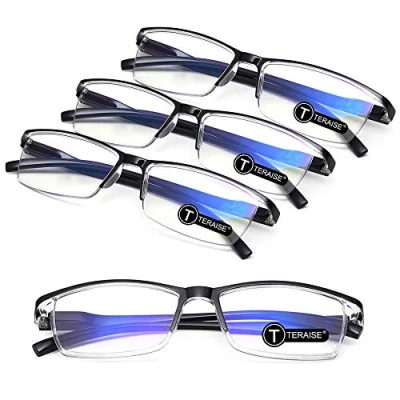 Abbildung von TERAISE 4 Stücke Lesebrille Herren,Anti Blaue Leichte, Mode Komfortable Lesebrillen Damen/Lesehilfe, Robuste Computer mit Blaulichtfilter,Inklusive Federscharnier(3.5X)