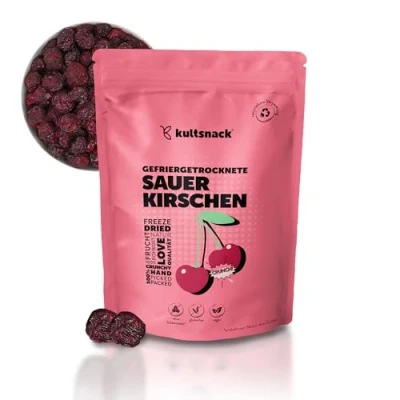 Abbildung von Kultsnack Gefriergetrocknete Sauerkirschen 100g Früchte Getrocknete Kirschen als Snack &amp; für Müslis Süßigkeiten Ersatz ohne Zuckerzusatz (Vegan, Glutenfrei)
