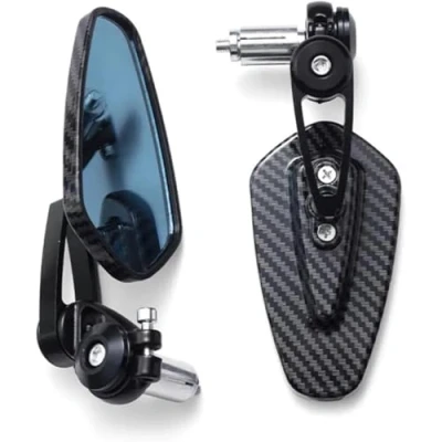 Abbildung von Motorrad Spiegel Rückspiegel, Carbon Faser Muster, Lenkerspiegel, modifizierter umgekehrter Motorradzubehör Lenkerendenspiegel(Black)