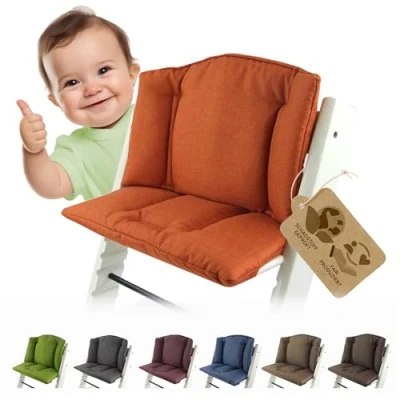 Abbildung von BAMBINIWELT Sitzkissen Auflage Bezug Ersatzkissen Kissen kompatibel mit Stokke Tripp Trapp Hochstuhl (meliert orange)