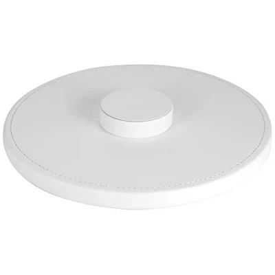 Abbildung von StilGut Standfuß kompatibel mit Apple HomePod aus Kunstleder, Unterlage für Lautsprecher, Weiß
