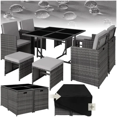 Abbildung von tectake Sitzgruppe Bilbao, (Set, 9 tlg), Tisch und Stuhl Set