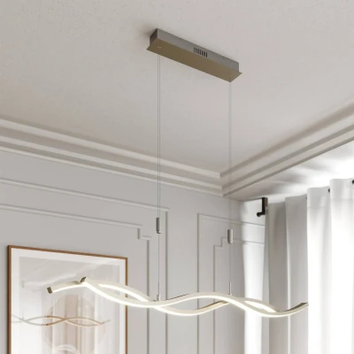 Abbildung von Lucande LED Hängeleuchte Mairia, dimmbar, Leuchtmittel fest verbaut, warmweiß, Modern, Eisen, Aluminium, Kunststoff, alu, 1 flammig, inkl.