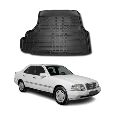 Abbildung von OMAC Kofferraumwanne Laderaumwanne kompatibel mit Mercedes C Klasse W202 1993 2000 Gummi TPE