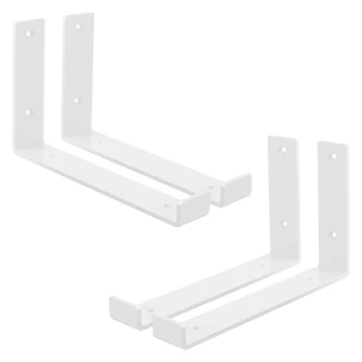 Abbildung von ML Design 4 Stück Regalhalterung 25x4x14 cm, Weiß, aus Metall, 10 Zoll Regalhalterungen, Industrielle Regalwinkel, Regalträger für Wandmontage, 90 Grad Wandhalterung, L Form Wandregal, inkl. Schrauben