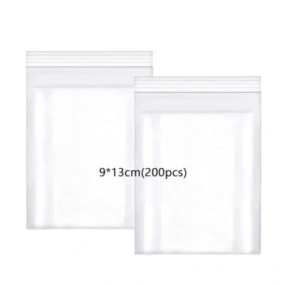 Abbildung von huruirui 9x13cm Druckverschlussbeutel, 200Stück zip Beutel Wiederverschließbare Durchsichtige Plastikbeutel Klein Verschlussbeutel Zipper Set Kleine Wasserdichter 100μm