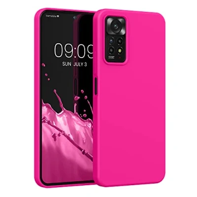 Abbildung von kwmobile Hülle kompatibel mit Xiaomi Redmi Note 11 Pro / (5G) 12 (4G) Silikon Handy Case Handyhülle weiche Oberfläche kabelloses Laden Neon Pink
