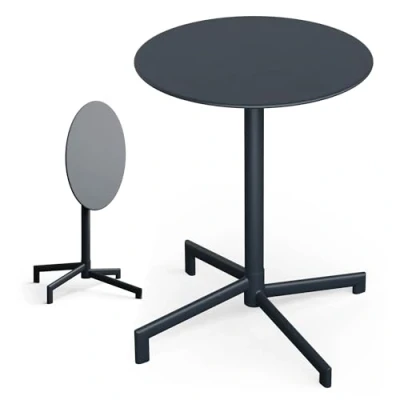 Abbildung von blumfeldt Bistrotisch 60 cm Rund Klappbar Outdoor Tisch, Wetterfester Stahl, Platzsparend, Ideal für Garten, Balkon, Terrasse