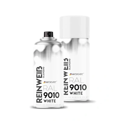 Abbildung von MICROTEC® Sprühlack 400ml hochwertiges Acryllackspray matt oder glänzend Sprühfarben für Metall, Holz, Kunststoff u.v.m. große Farbauswahl (Weiß RAL 9010)