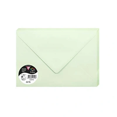 Abbildung von Clairefontaine 5472C Packung mit 20 Umschläge Pollen in Format C5, 162 x 229 mm, 120g, ideal für Einladungen und Korrespondenz, Grün, 1 Pack