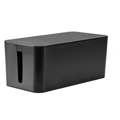 Abbildung von RICOO Kabelbox, Kabelmanagement Box Z2301 B, Kabel Organizer 23,5 x 11,5 12 cm, Aufbewahrungsbox zum Verstecken von Steckdosenleisten, Adaptern und Kabeln, Kabelsammler, Schwarz