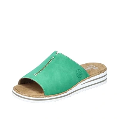 Abbildung von Rieker Pantolette flach, Damen, Größe: 41, Grün Schuhe